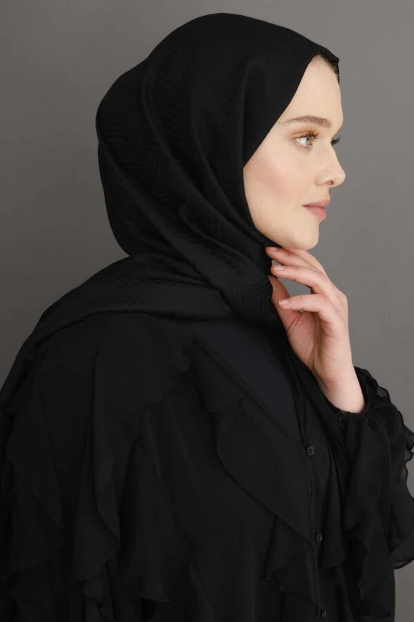 Labirent Desen Şal / Siyah