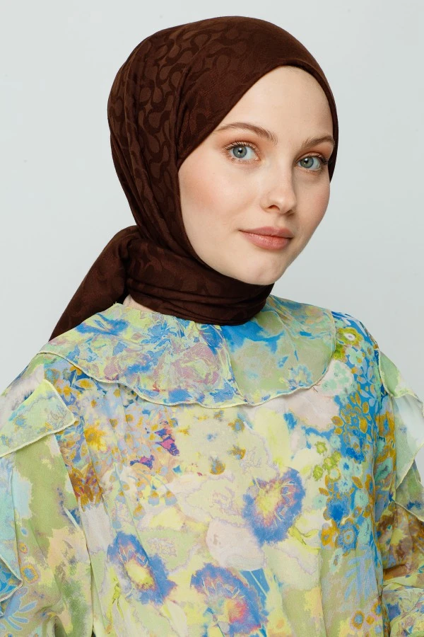 ACI KAHVE BLOOM DESEN ŞAL