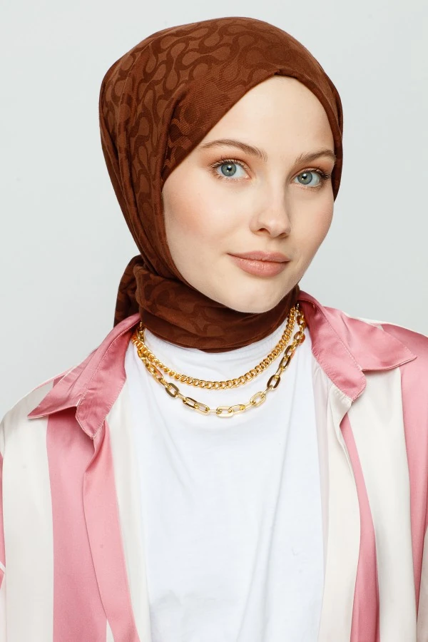 ÇİKOLATA KAHVE BLOOM DESEN ŞAL