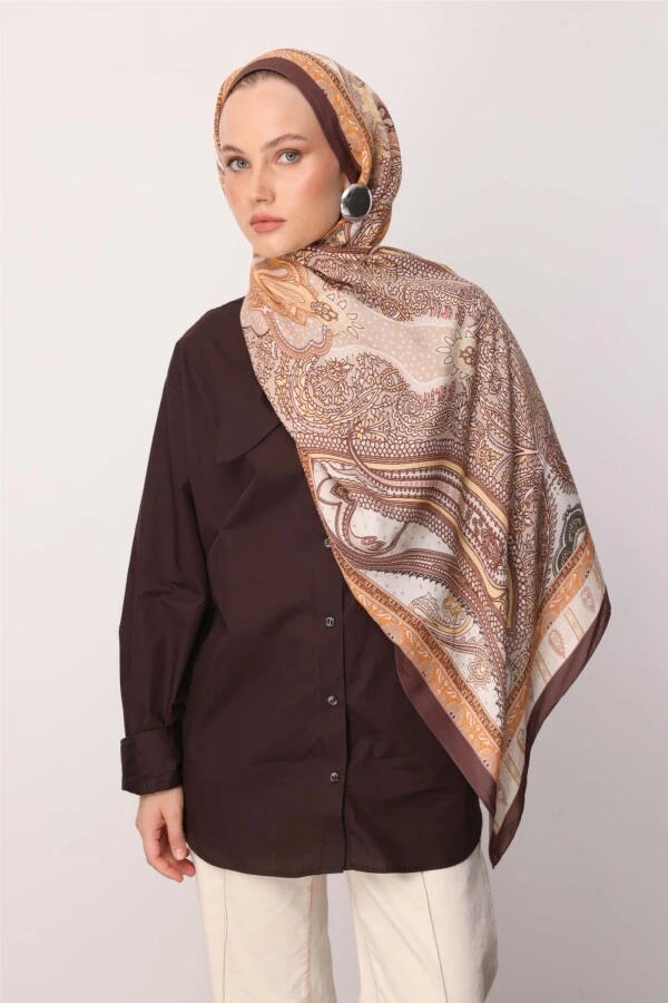 Mocha Mousse Floş Viskon Şal
