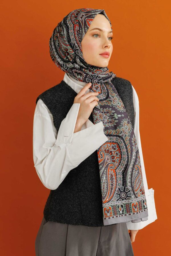 Rustik Desen Şal / Çakmak Gri