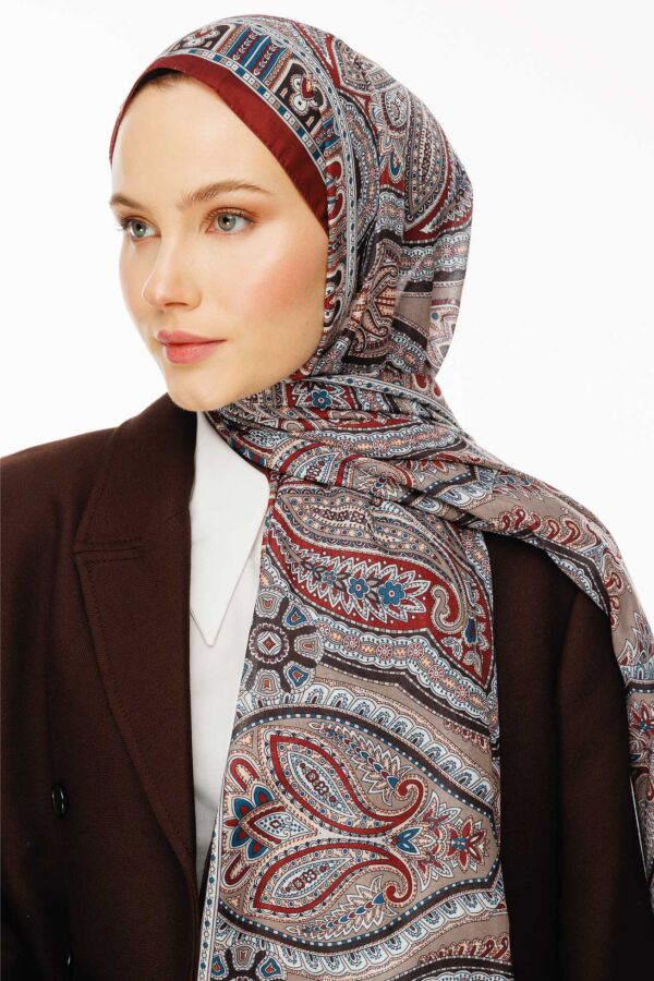 Rustik Desen Şal / Bordo