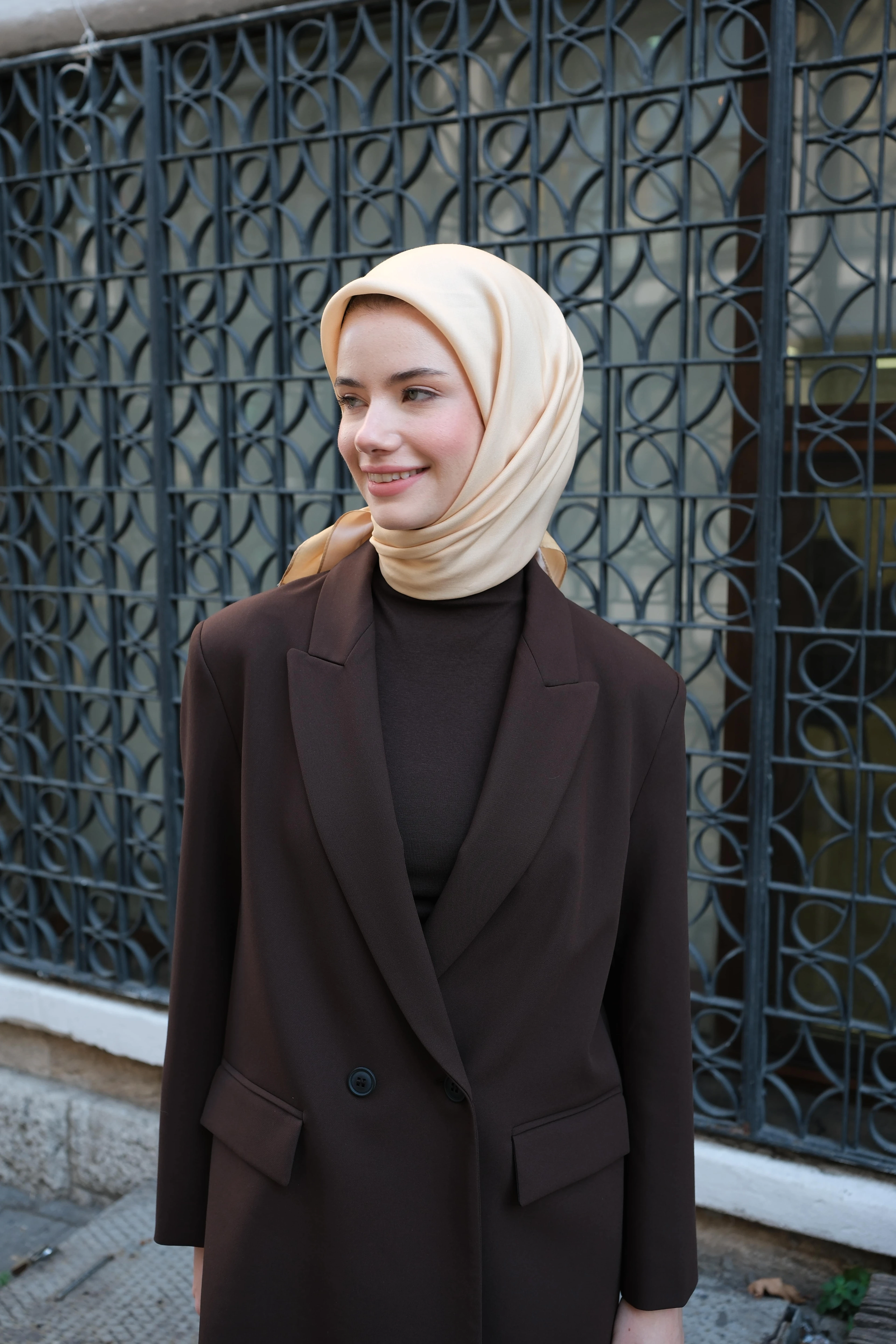 CAMEL FLOŞ VİSKON DESEN EŞARP