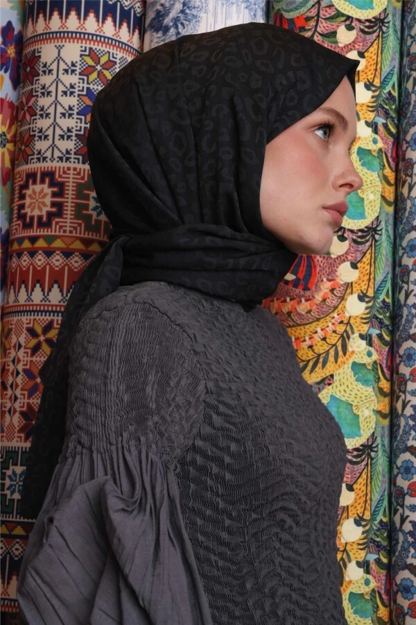 Leopar Desen Şal / Antrasit