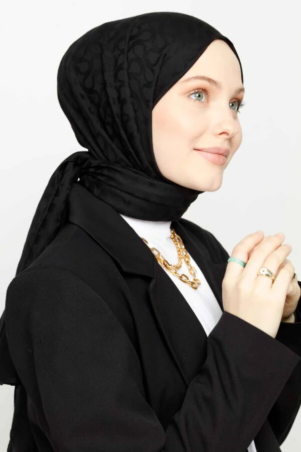 SİYAH BLOOM DESEN ŞAL