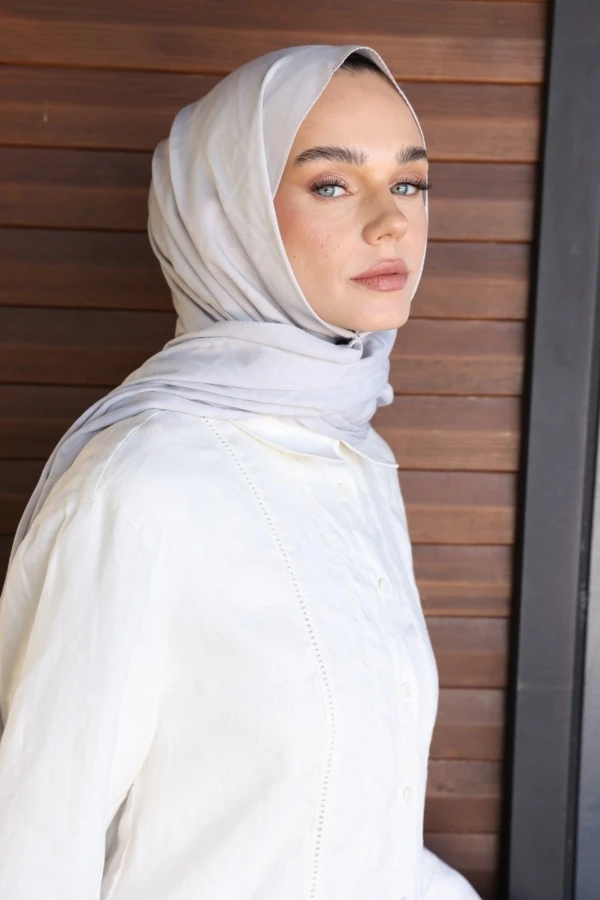 Taş Gri  Logo Desen Şal