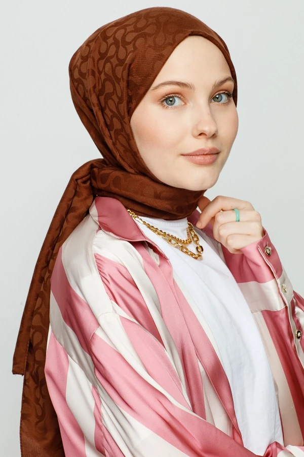 ÇİKOLATA KAHVE BLOOM DESEN ŞAL