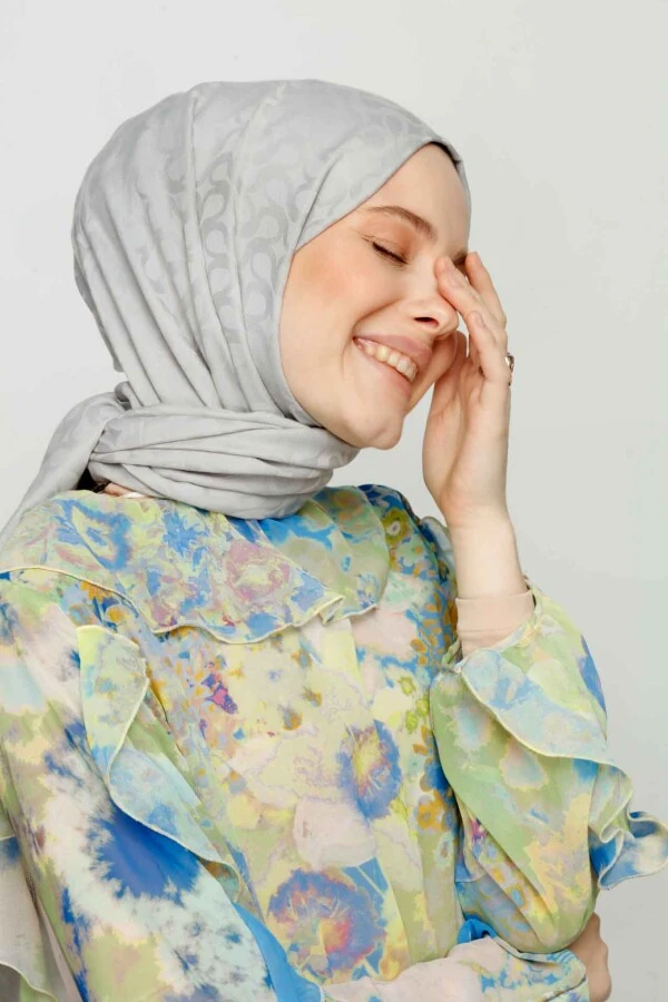 GÜMÜŞ GRİ BLOOM DESEN ŞAL