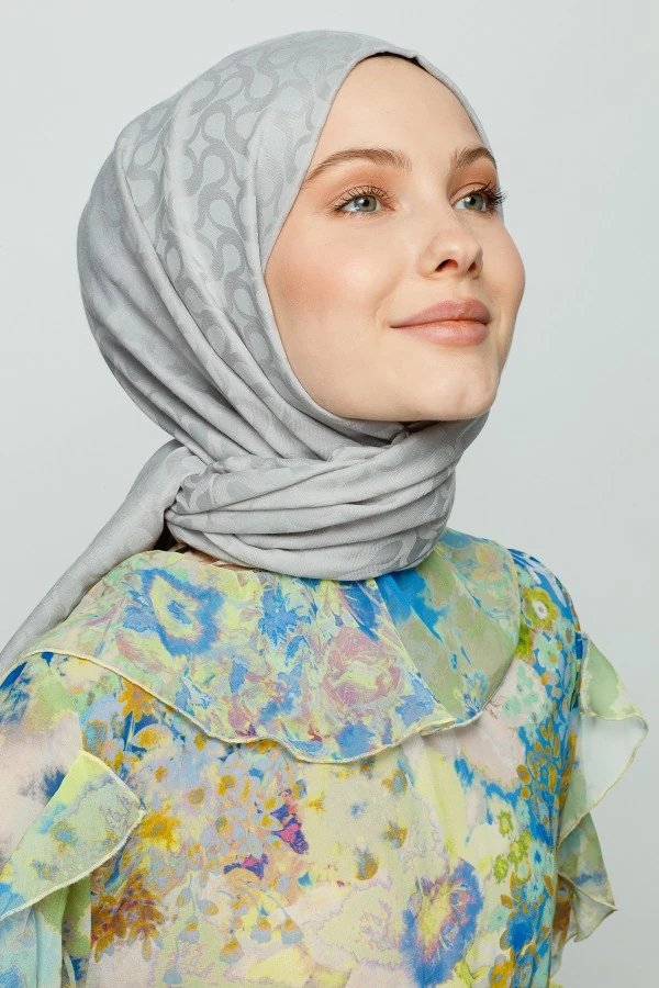 GÜMÜŞ GRİ BLOOM DESEN ŞAL