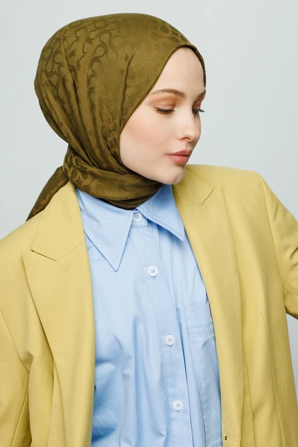 YAĞ YEŞİLİ BLOOM DESEN ŞAL