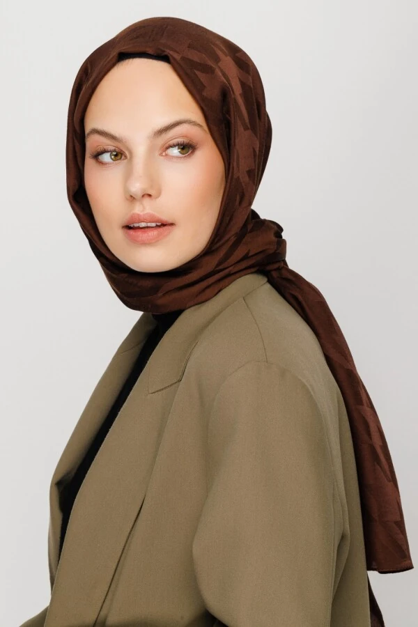 ACI KAHVE KAZAYAĞI DESEN İPEKSİ JAKAR ŞAL