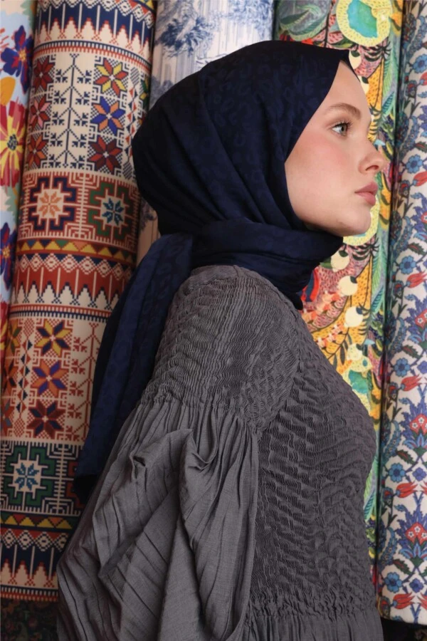 Leopar Desen Şal / Lacivert