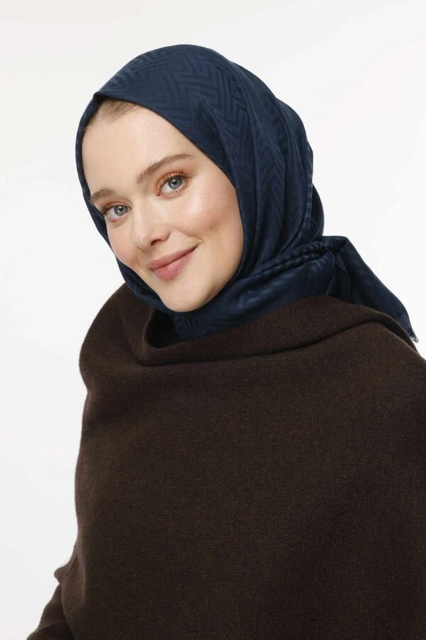 Labirent Desen Şal / Gece Mavi