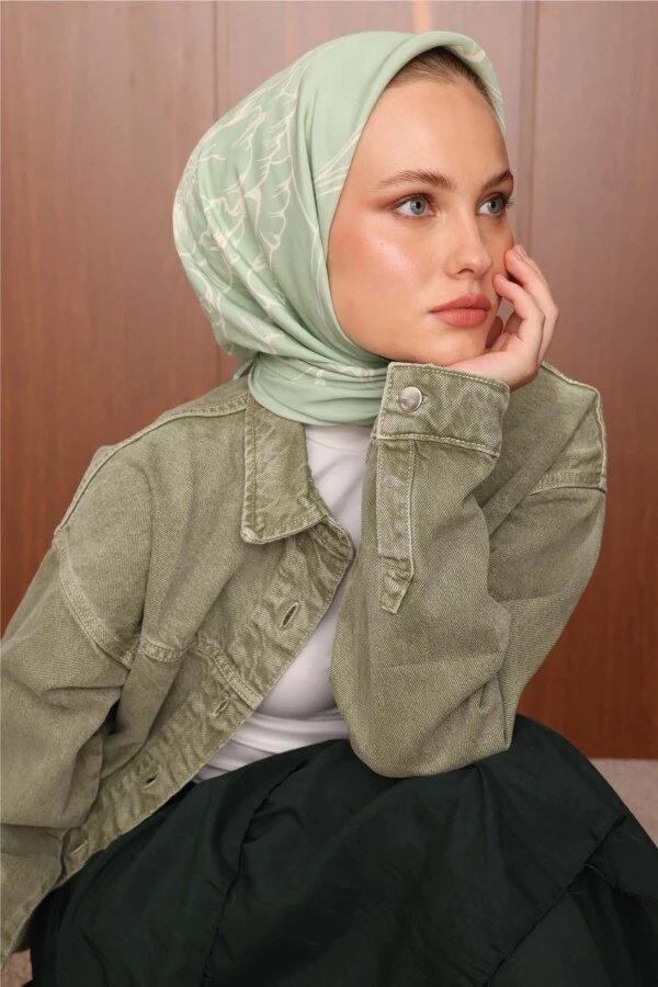 Vibran Floş viskon Eşarp / Çiğ Badem