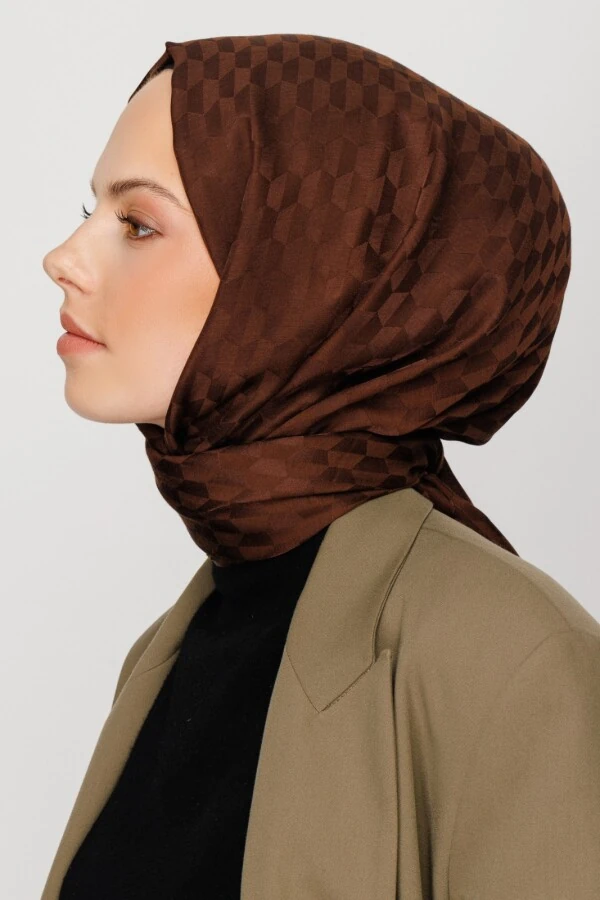 ACI KAHVE QOZA DESEN İPEKSİ JAKAR ŞAL