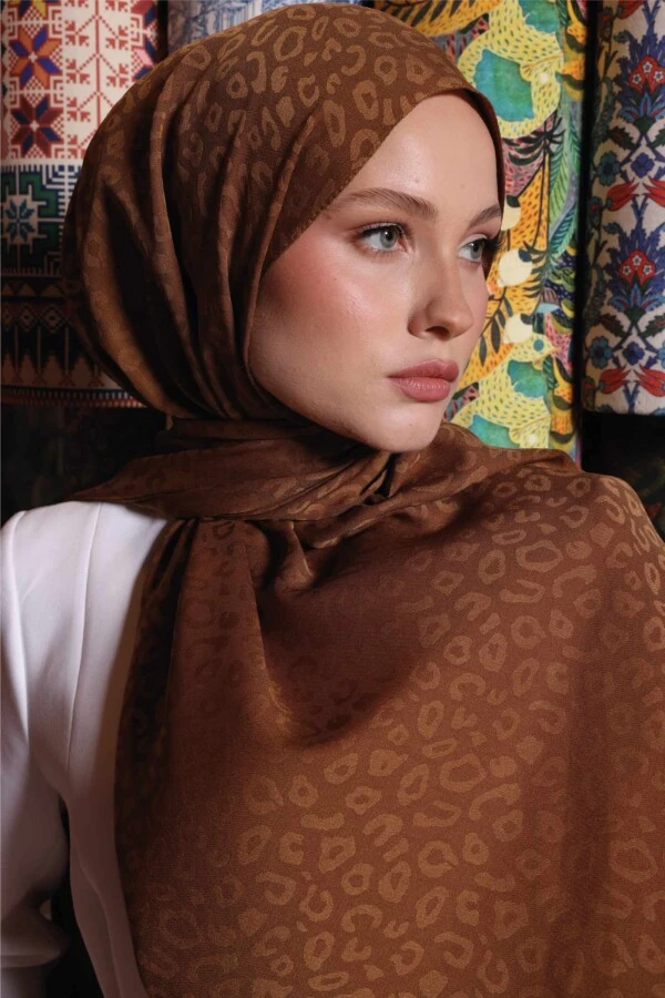 Leopar Desen Şal / Bal Kahve