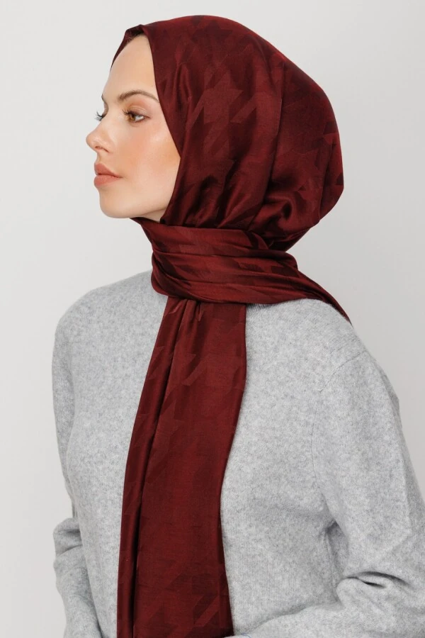 KIZILCIK KAZAYAĞI DESEN İPEKSİ JAKAR ŞAL