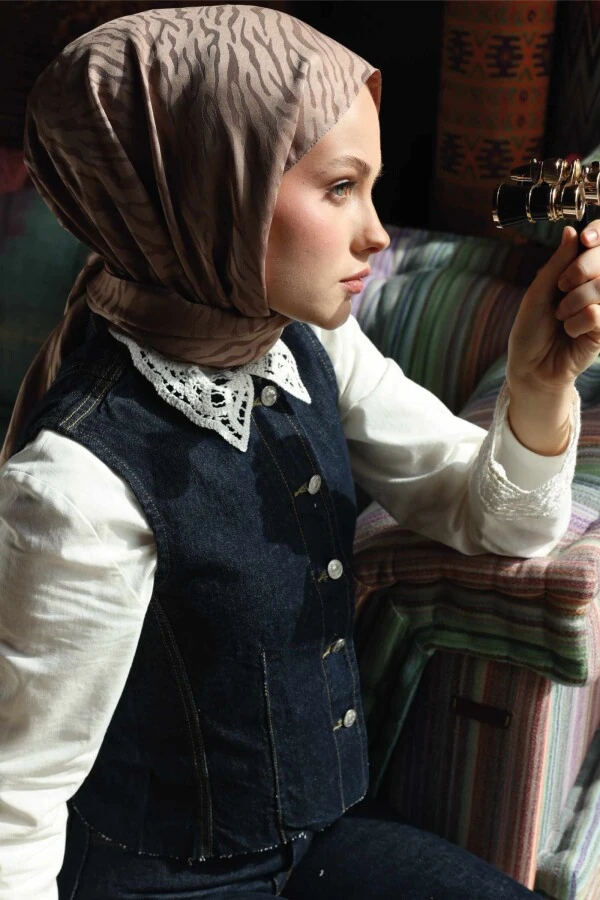 Zebra Desen Şal / Yanık Toprak