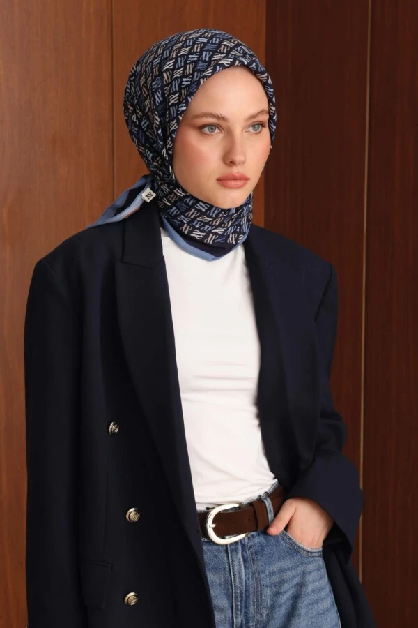 Floş Viskon Eşarp / Lacivert