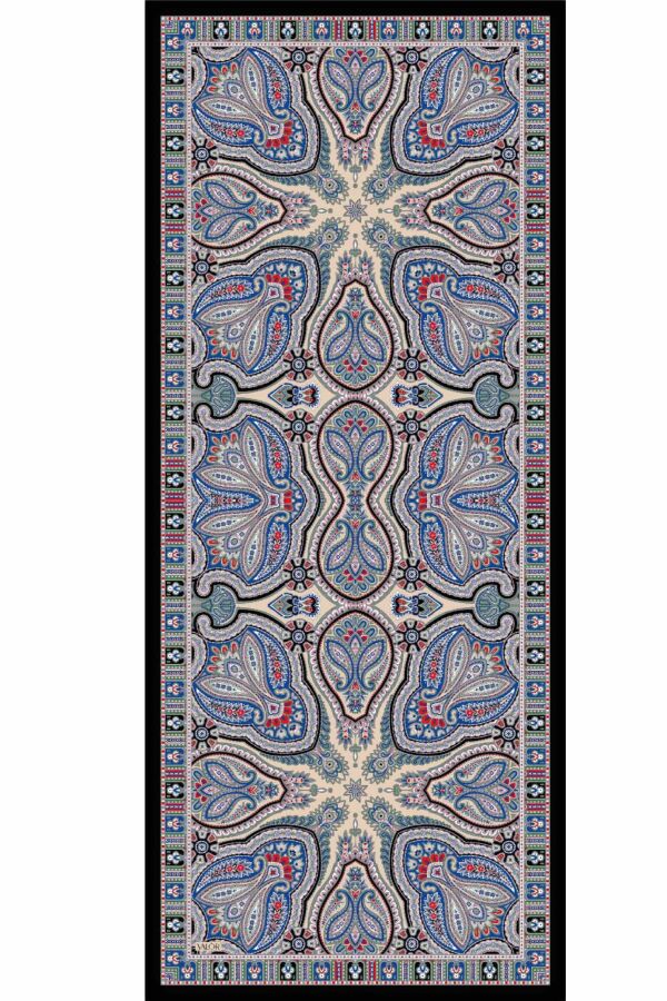 Rustik Desen Şal / Çelik Mavi