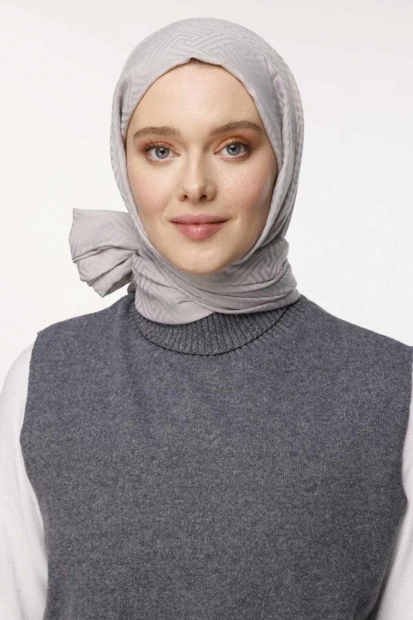 Labirent Desen Şal / Gümüş Gri