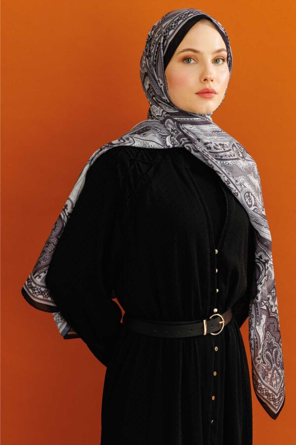Retro Desen Şal / Siyah