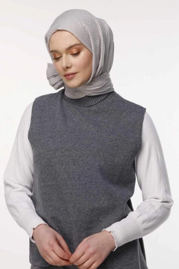 Labirent Desen Şal / Gümüş Gri