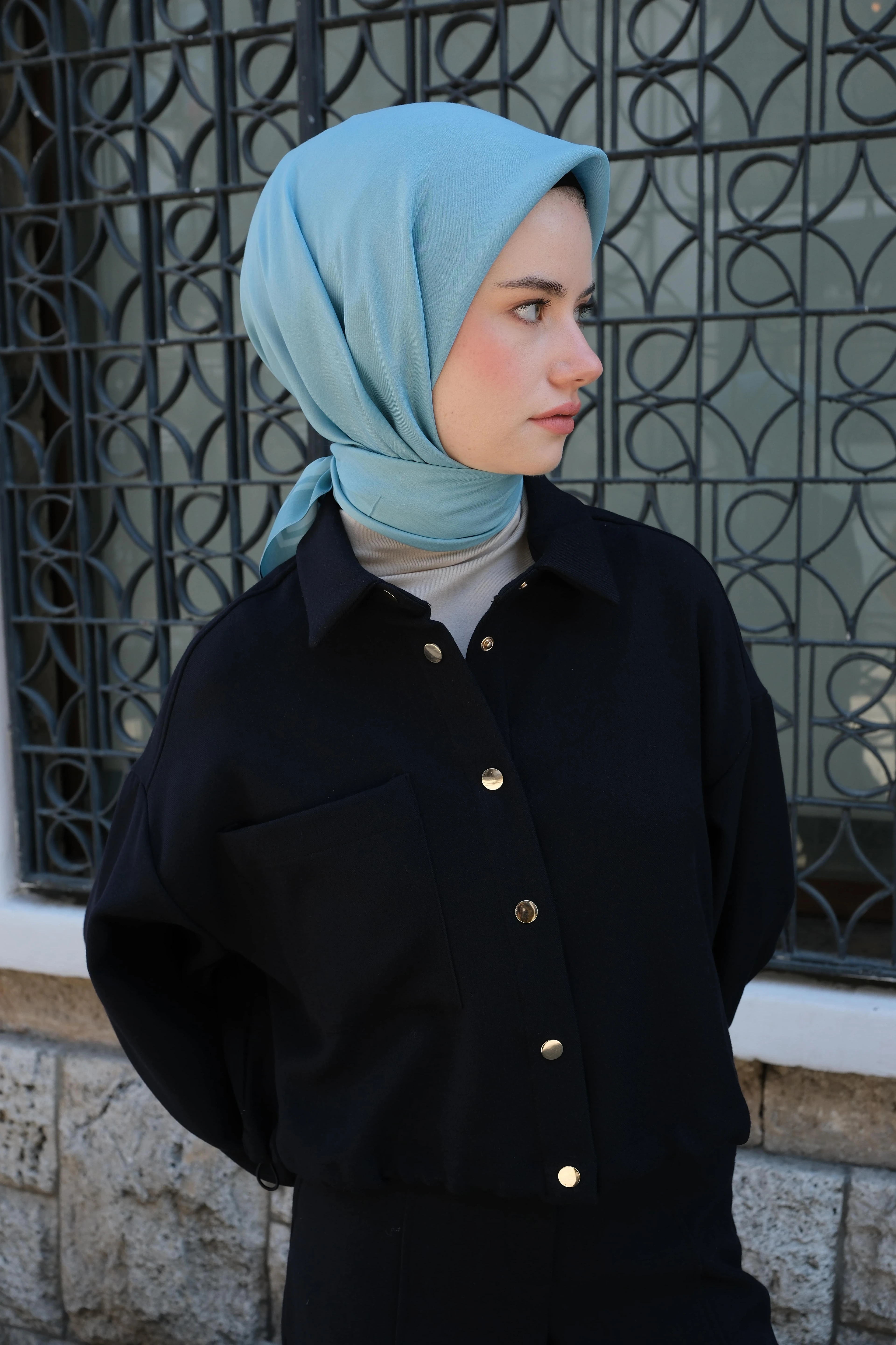 BEBE MAVİ FLOŞ VİSKON EŞARP