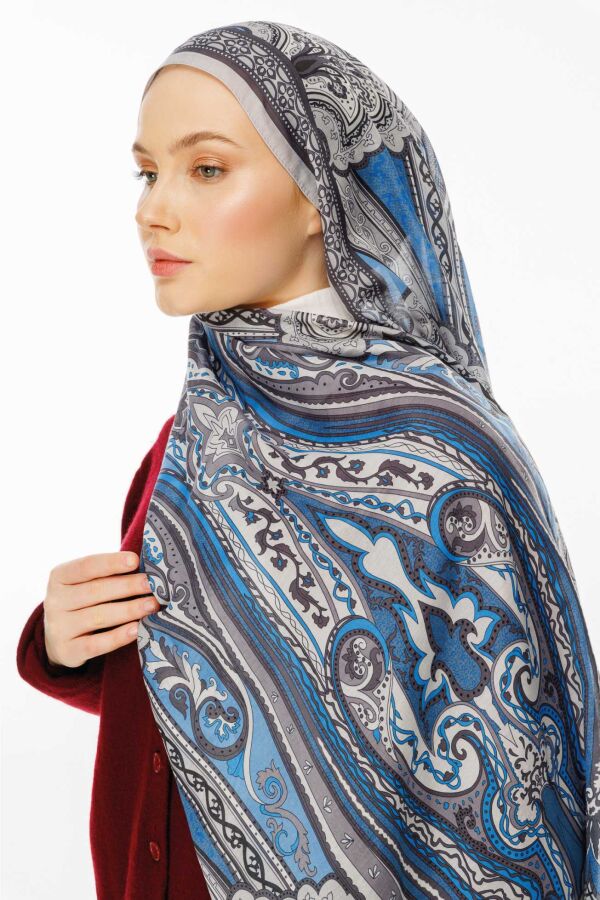 Retro Desen Şal / Fırtına Gri