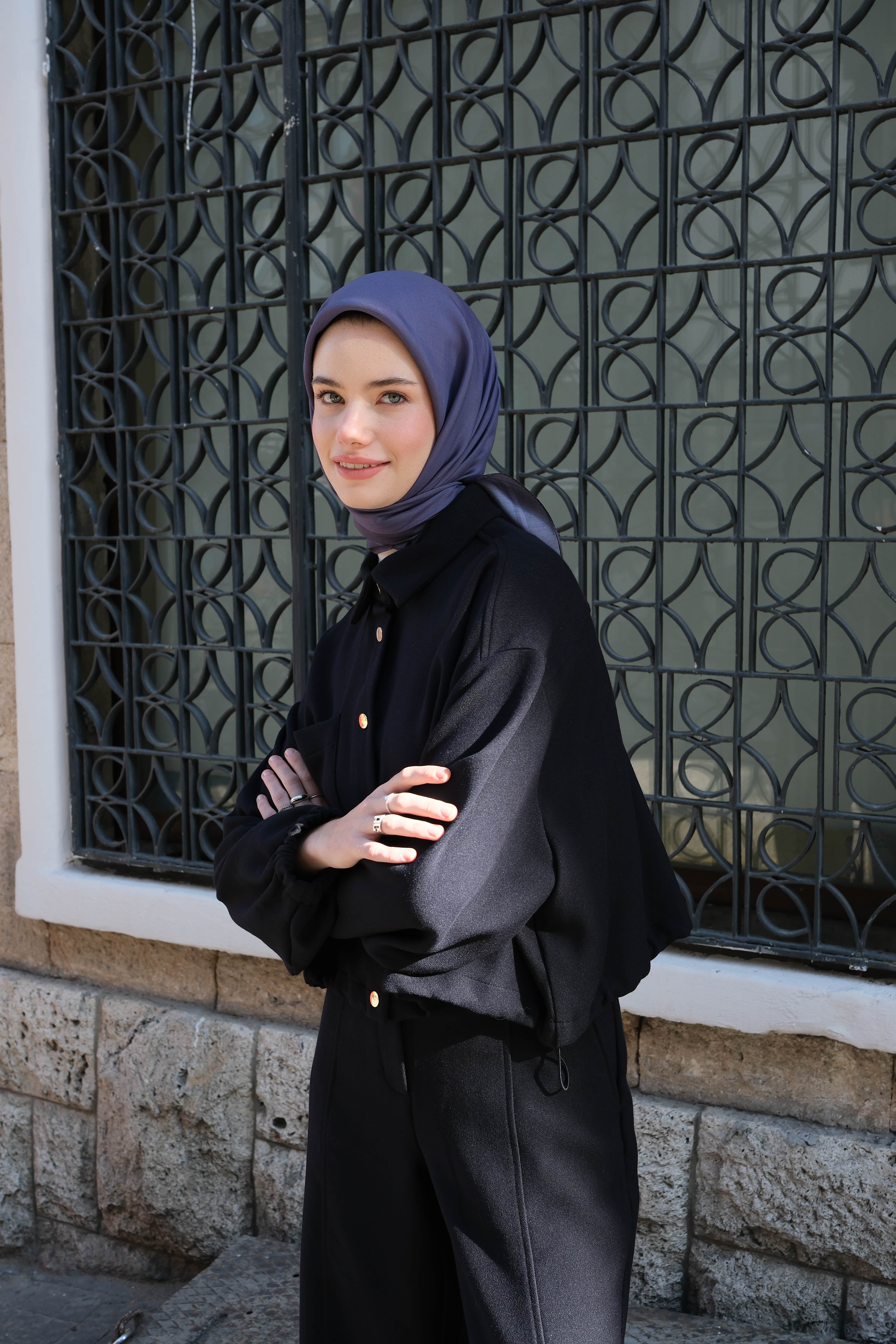 MORCİVERT FLOŞ VİSKON EŞARP