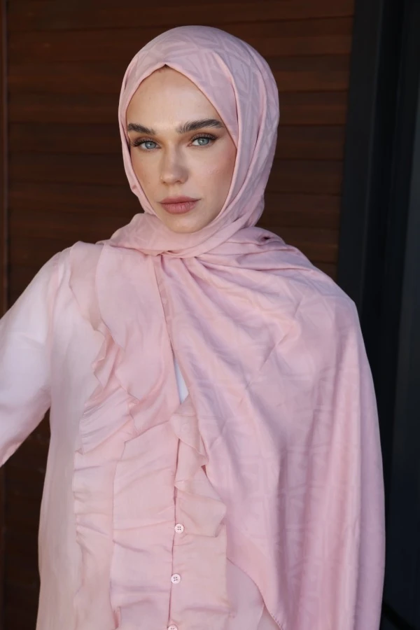 Açık Pudra  Logo Desen Şal