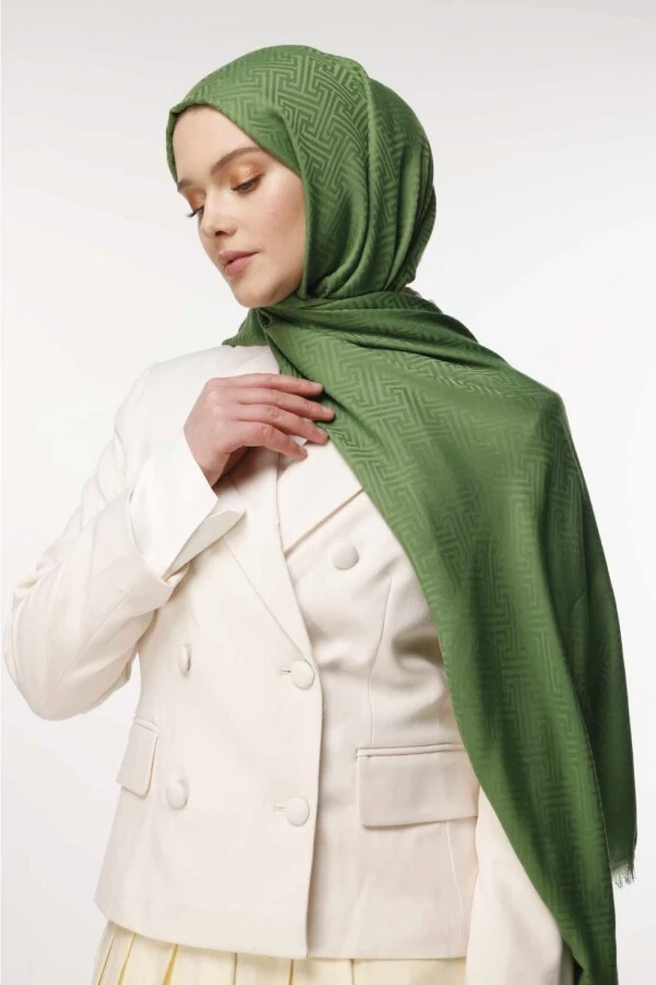 Labirent Desen Şal / Enginar Yeşili