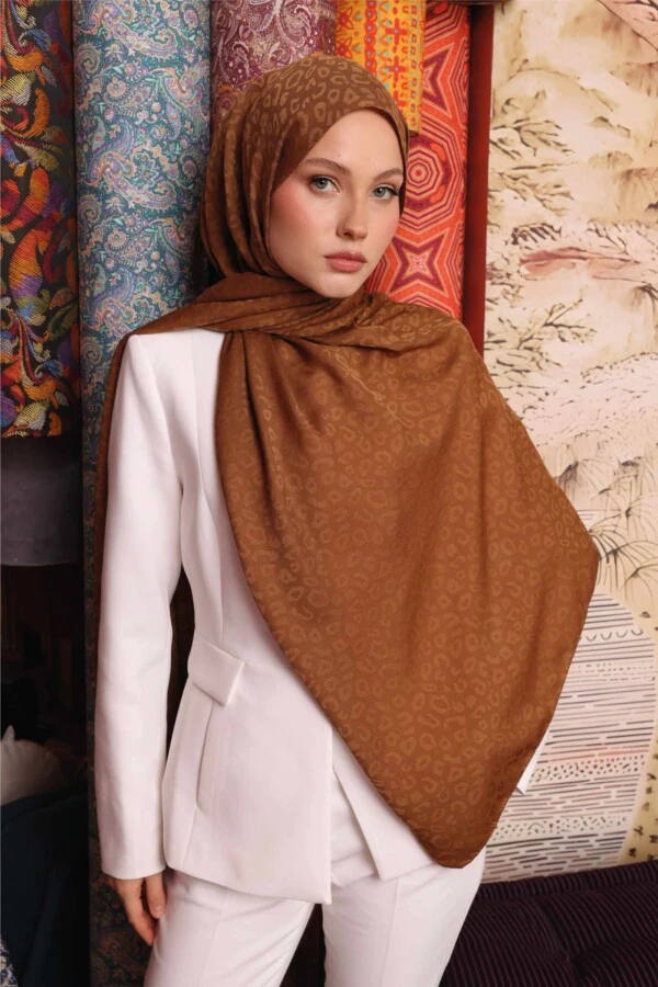 Leopar Desen Şal / Bal Kahve