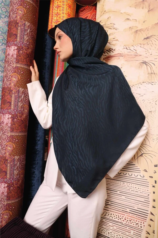 Zebra Desen Şal / Akşam Mavi