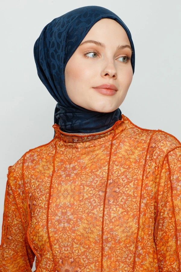 GECE MAVİ BLOOM DESEN ŞAL