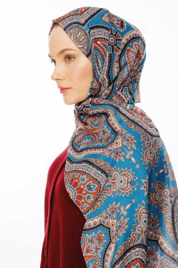 Rustik Desen Şal / Petrol