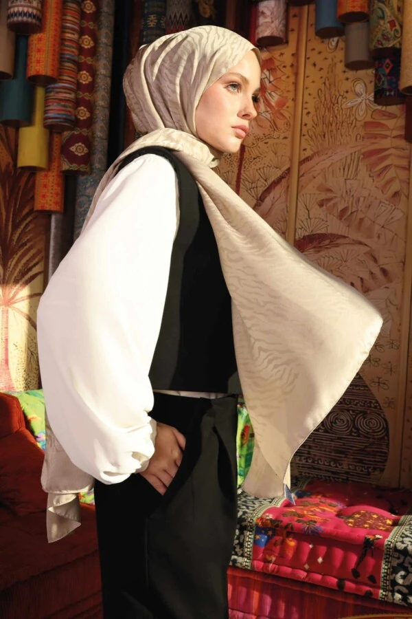 Zebra Desen Şal / Bej