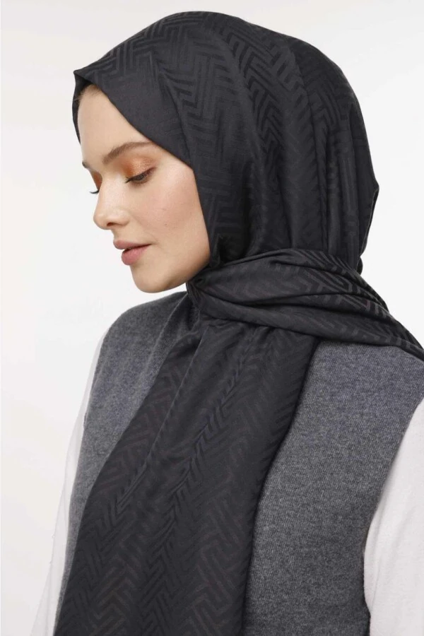 Labirent Desen Şal / Antrasit