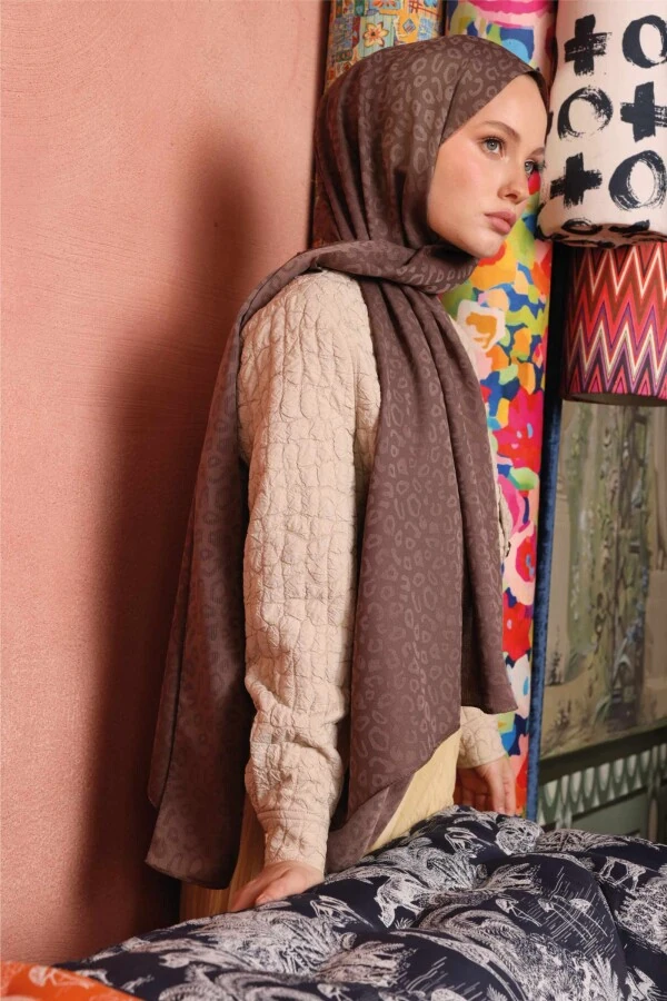 Leopar Desen Şal / Bademi