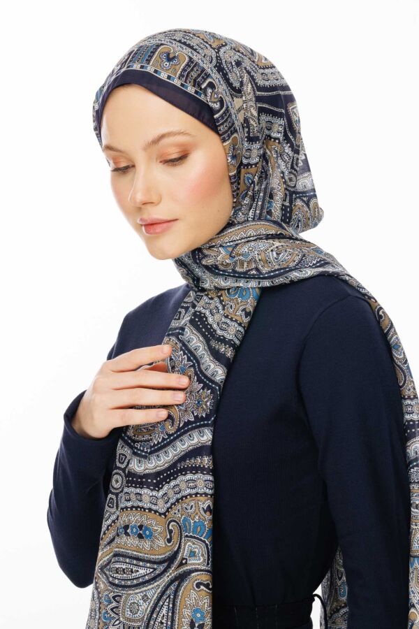 Rustik Desen Şal / Lacivert