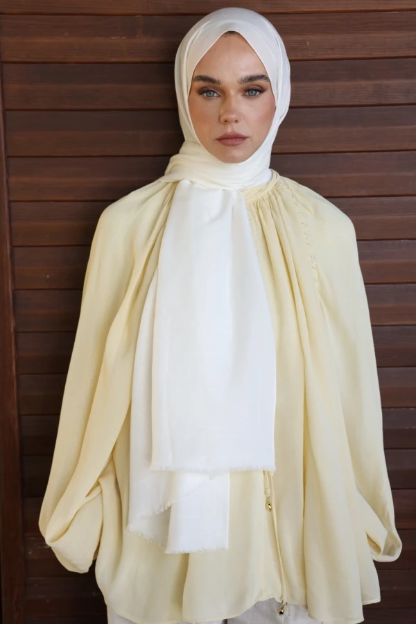 İnci Beyazı Monogram Desen Şal