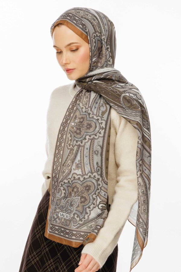 Retro Desen Şal / Karamel