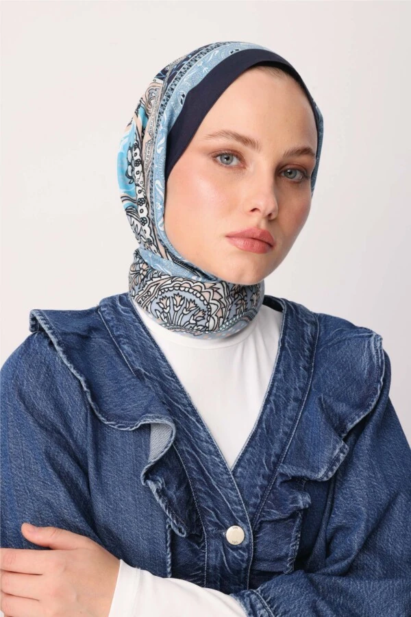 Clematic Blue Floş Viskon Şal