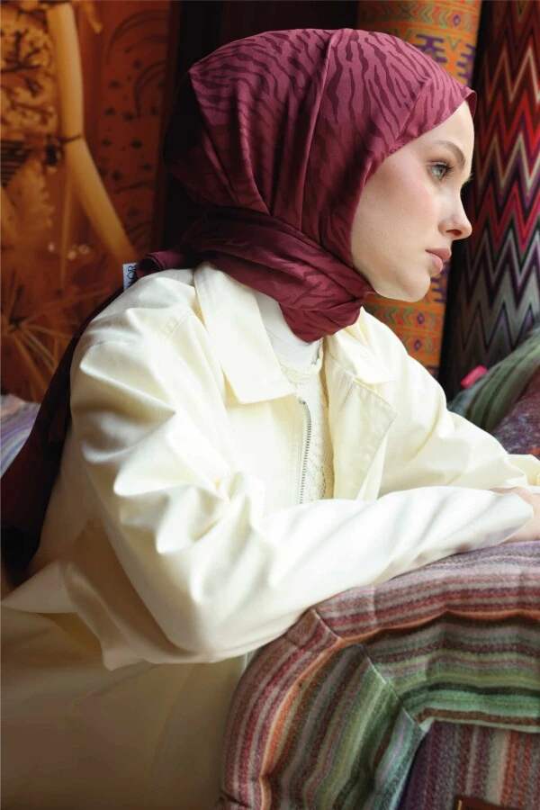 Zebra Desen Şal / Mürdüm