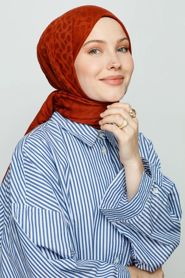 KOYU KİREMİT BLOOM DESEN ŞAL