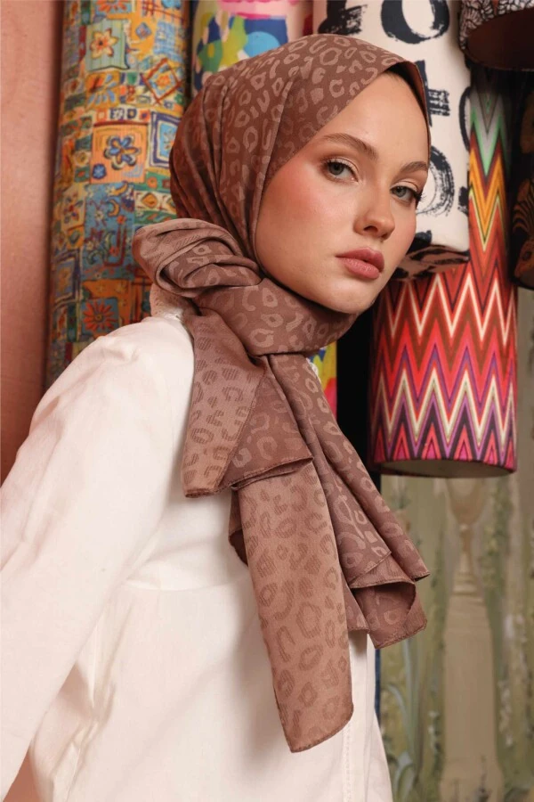 Leopar Desen Şal / Yanık Toprak