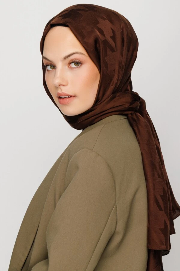 ACI KAHVE KAZAYAĞI DESEN İPEKSİ JAKAR ŞAL