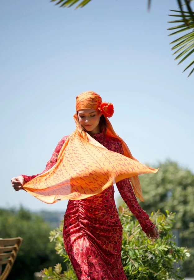 Monogram Desen Şal / Orange