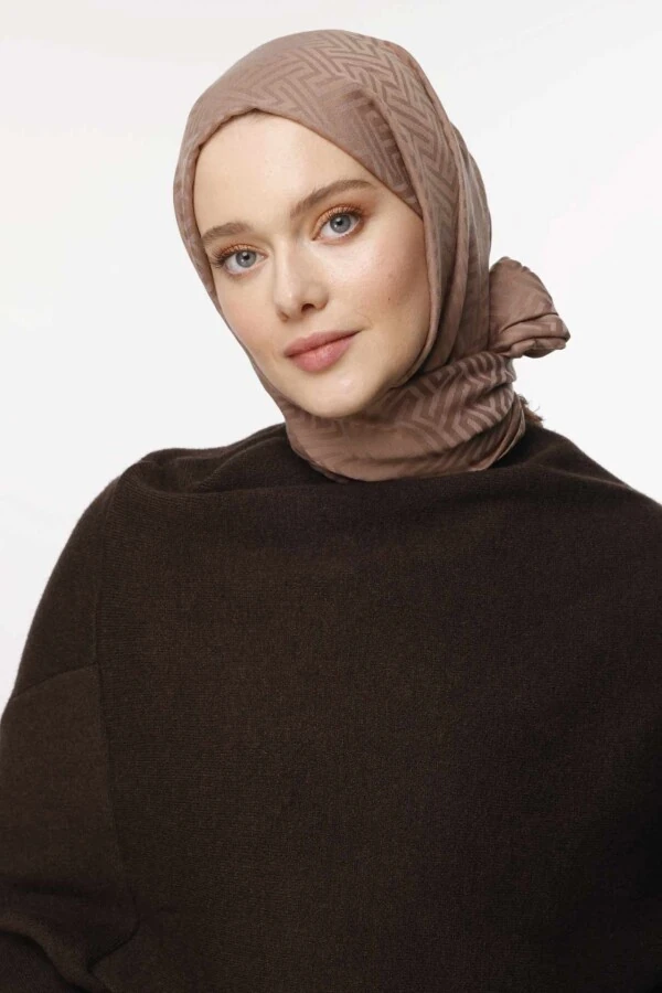 Labirent Desen Şal / Mocha