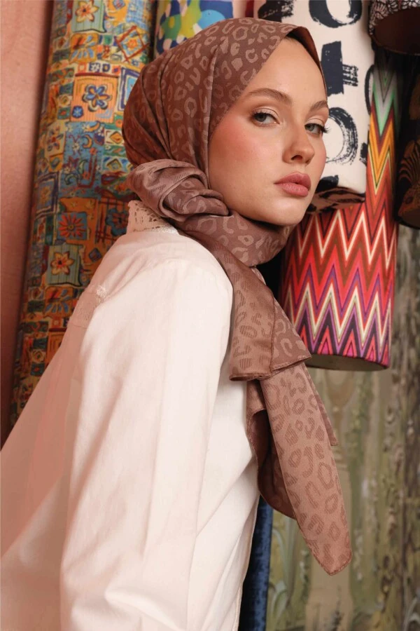 Leopar Desen Şal / Yanık Toprak